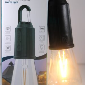 Camping Lamp with Hook – 3 Brightness Levels, Waterproof, Transparent Lampshade