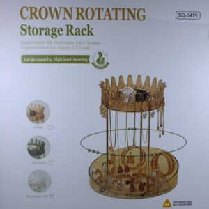 Corner Rotating Storage Rack with Gold Pole and Transparent Trays